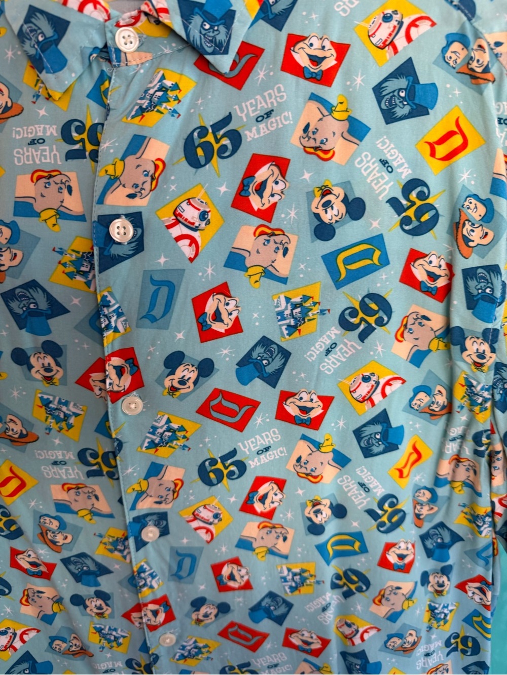 Disney Light Blue 65 Years Magic Character Print Button-Down Shirt